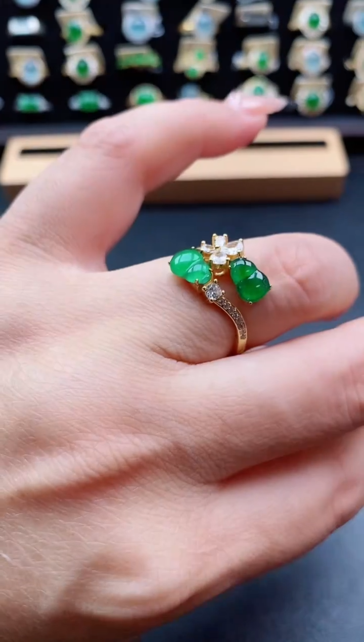 银S925镶嵌戒指翡翠1