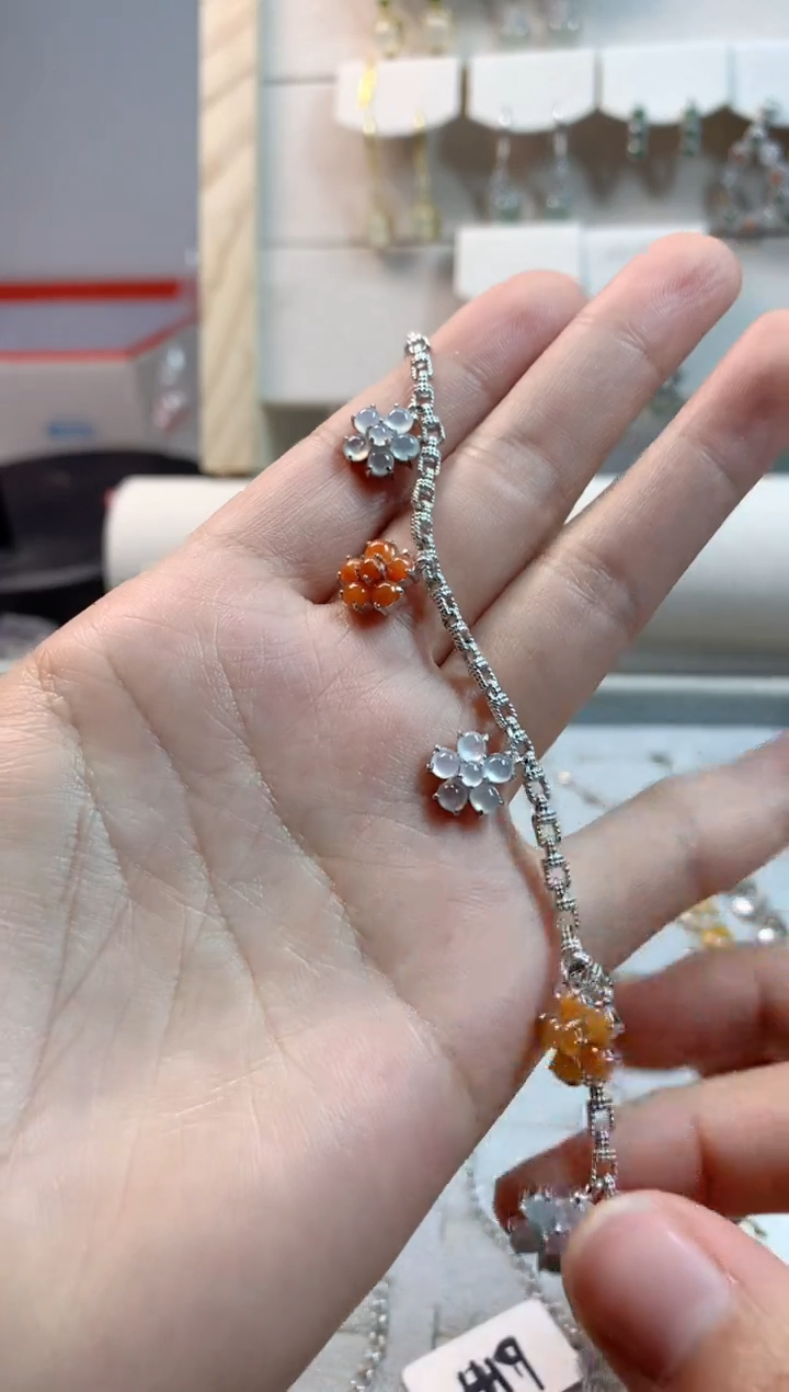 银S925镶嵌翡翠手链1号