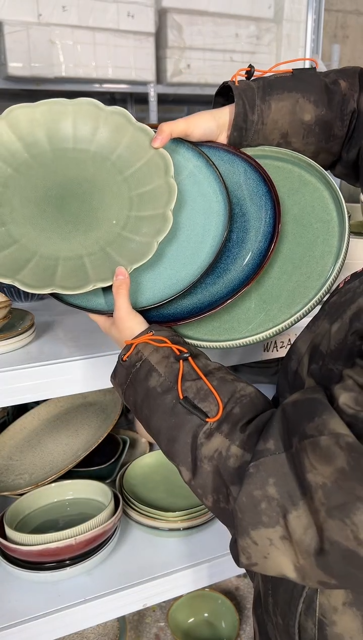 陶瓷外贸尾货瑕疵满20包邮X4 大盘10.5英寸