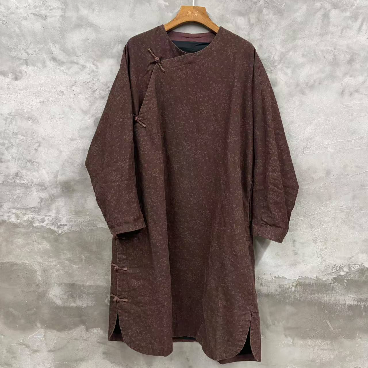 还朴堂原创高品质纯棉双层做旧宽松休闲盘扣袍子