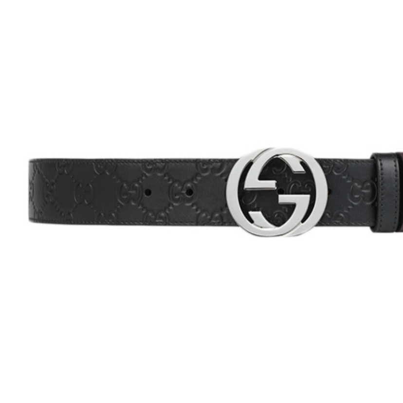 未使用 GUCCI/古驰 牛皮板扣式腰带 男款 款3.5CM经典压纹男士