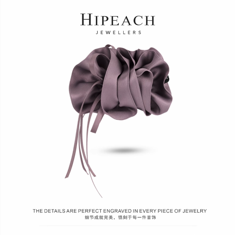 2025新款韩系11cm花苞香蕉夹褶皱缎面蝴蝶结网红同款气质香蕉夹