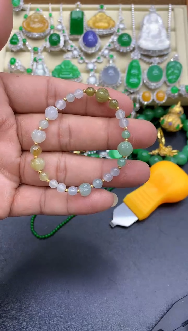 18K金镶嵌手链翡翠389-中国好珍宝