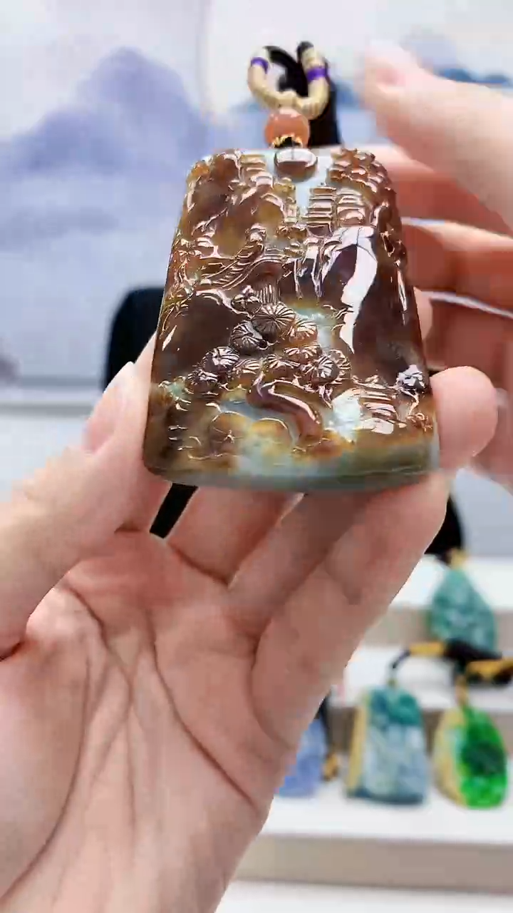 未镶嵌定制翡翠5060lr-毛货挂件100