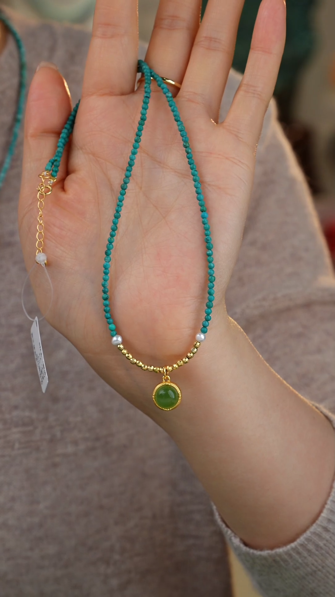 【闪购商品】绿松石项链银S925镀金镶嵌多样性发货