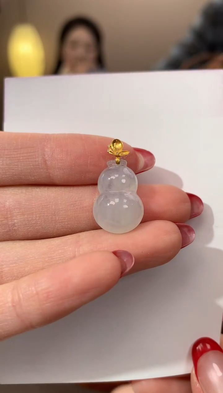 【闪购商品】翡翠颈饰18K金镶嵌天然缅甸a货翡翠