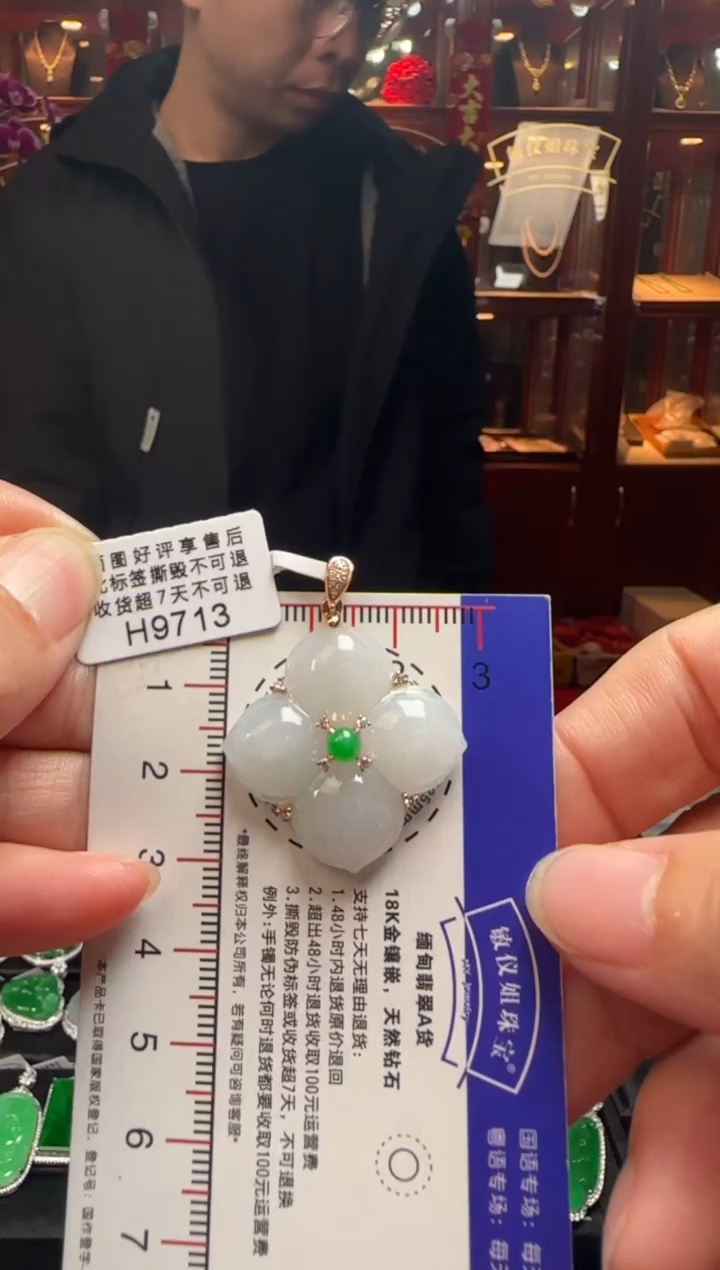 【闪购商品】翡翠颈饰18K金镶嵌/H9713四季平安