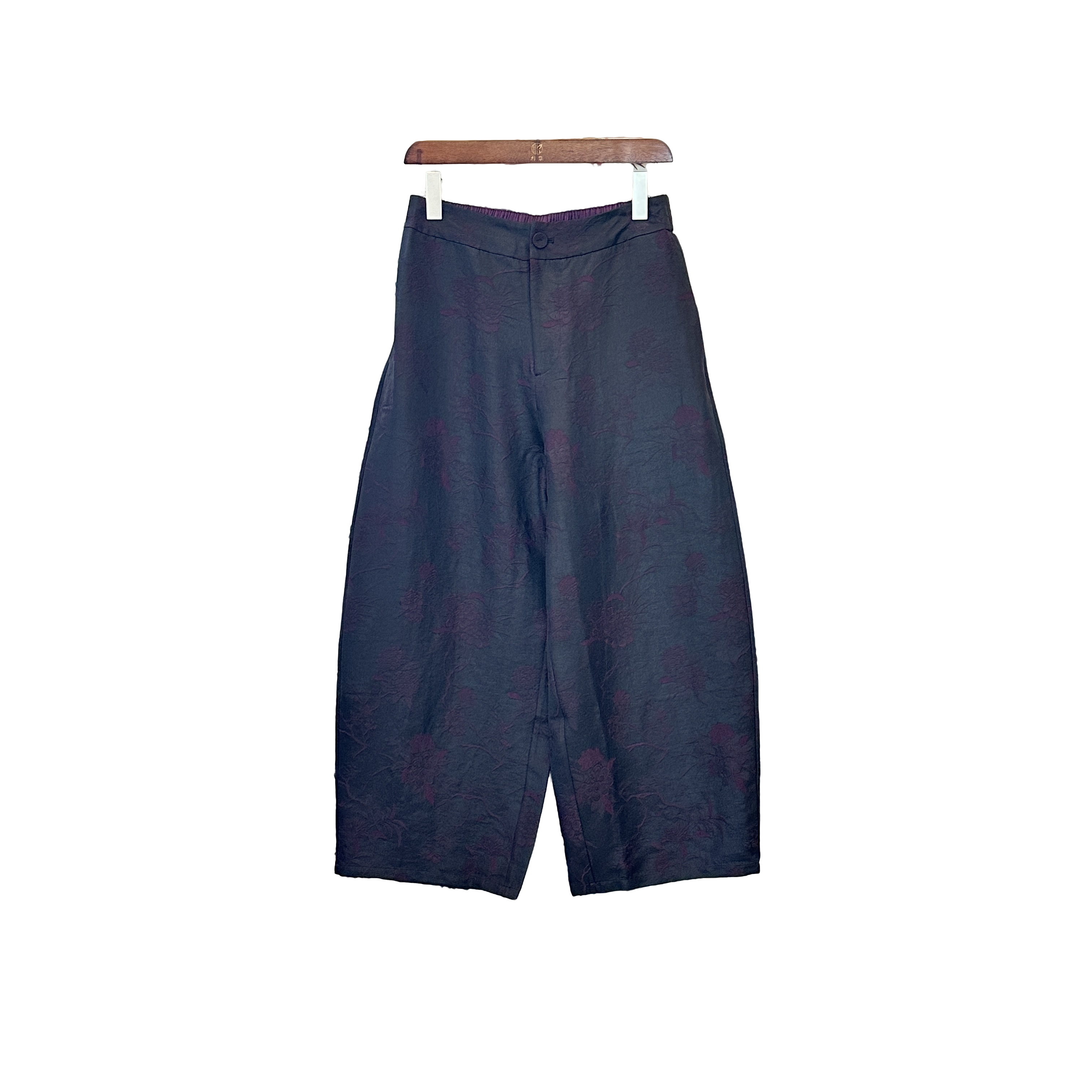 「利琪高订」国风新中式气质轻奢芍药花阔腿休闲裤B6672