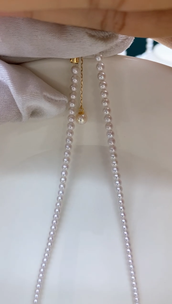 【闪购商品】淡水珍珠项链18K金镶嵌3-4