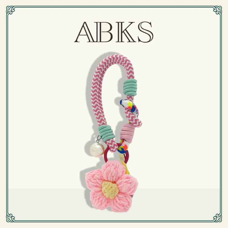 ABKS原创手工包包挂件粉色花花背包挂饰玩偶手机挂饰钥匙挂绳限量