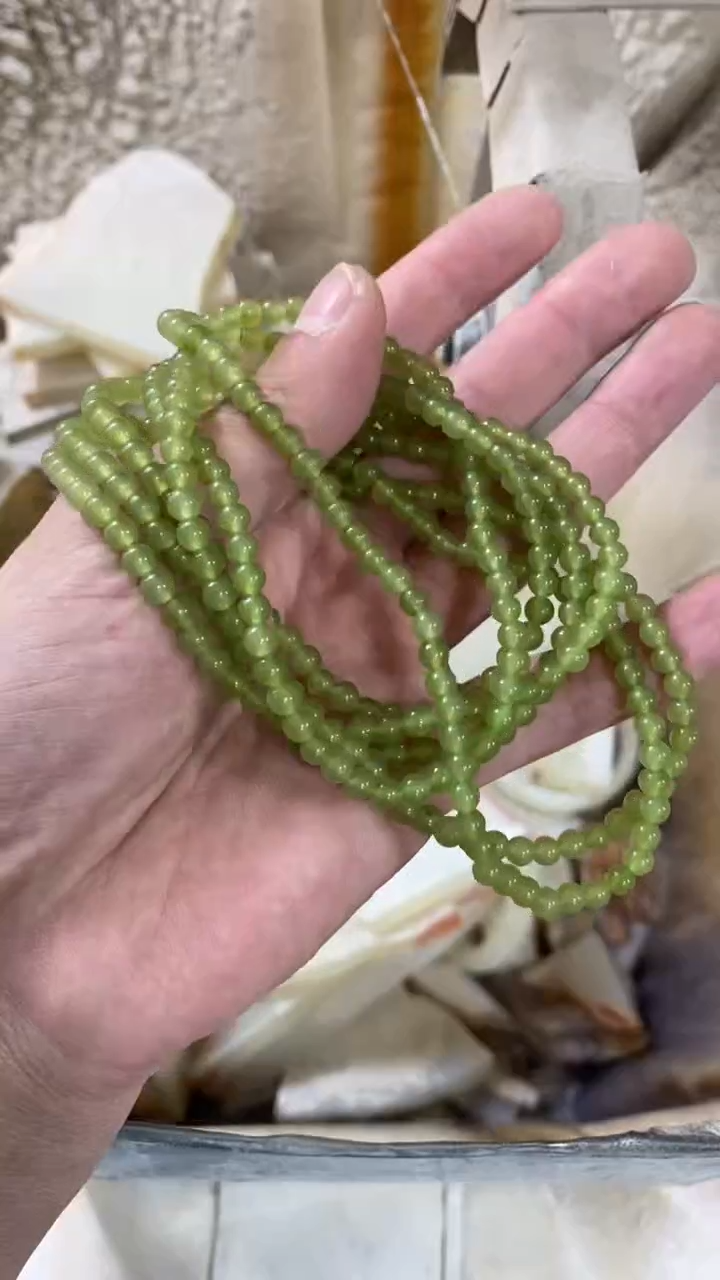 卡4MM青黄多圈串 发一条