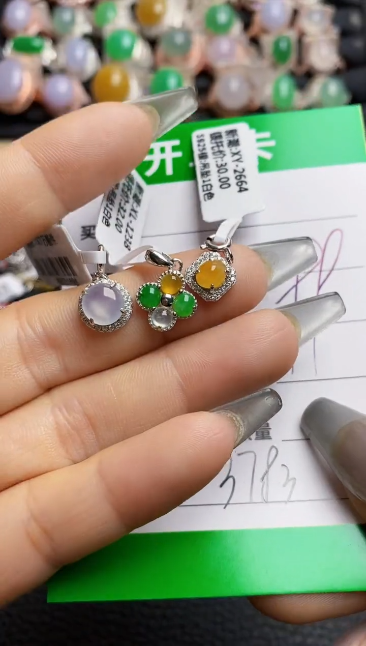 【闪购商品】翡翠银S925镶嵌戒指3783