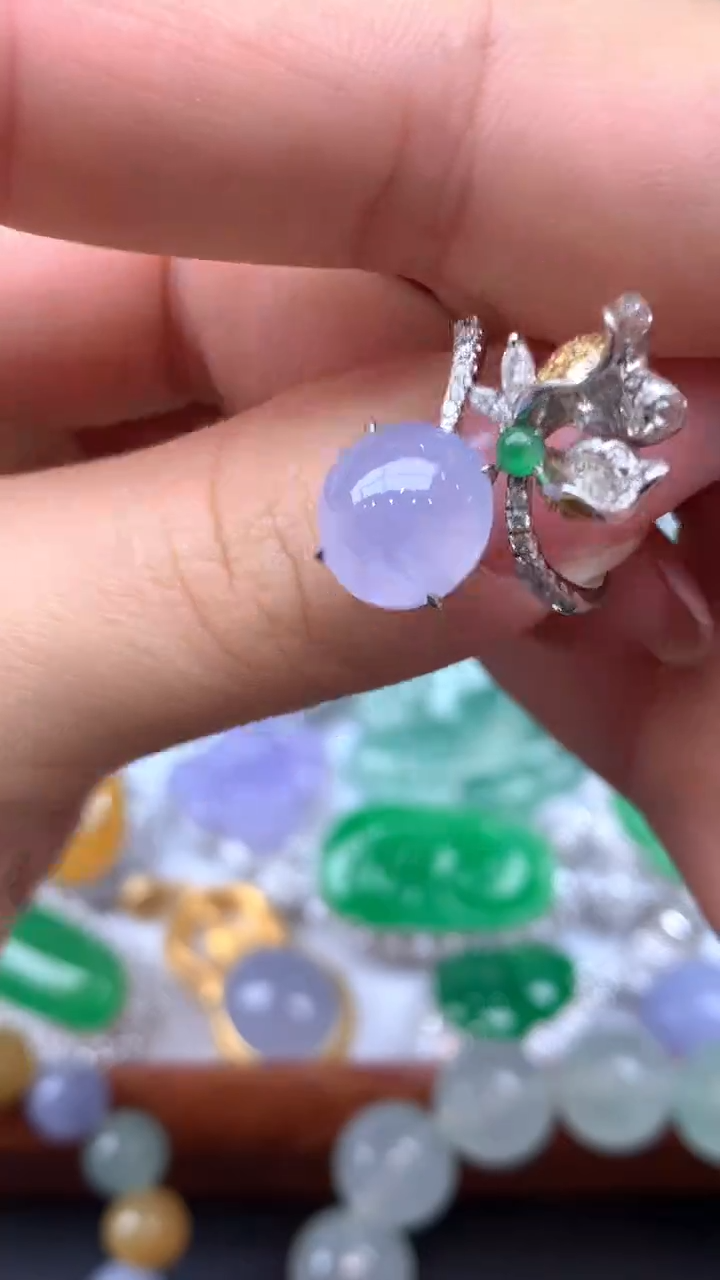 【闪购商品】翡翠戒指18K金镶嵌360-天然翡翠