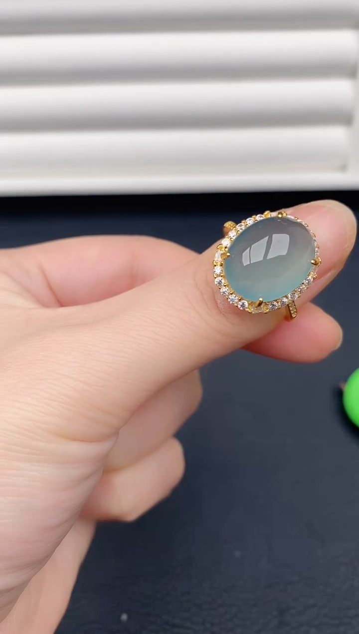 银S925镶嵌戒指翡翠天然a货翡翠319