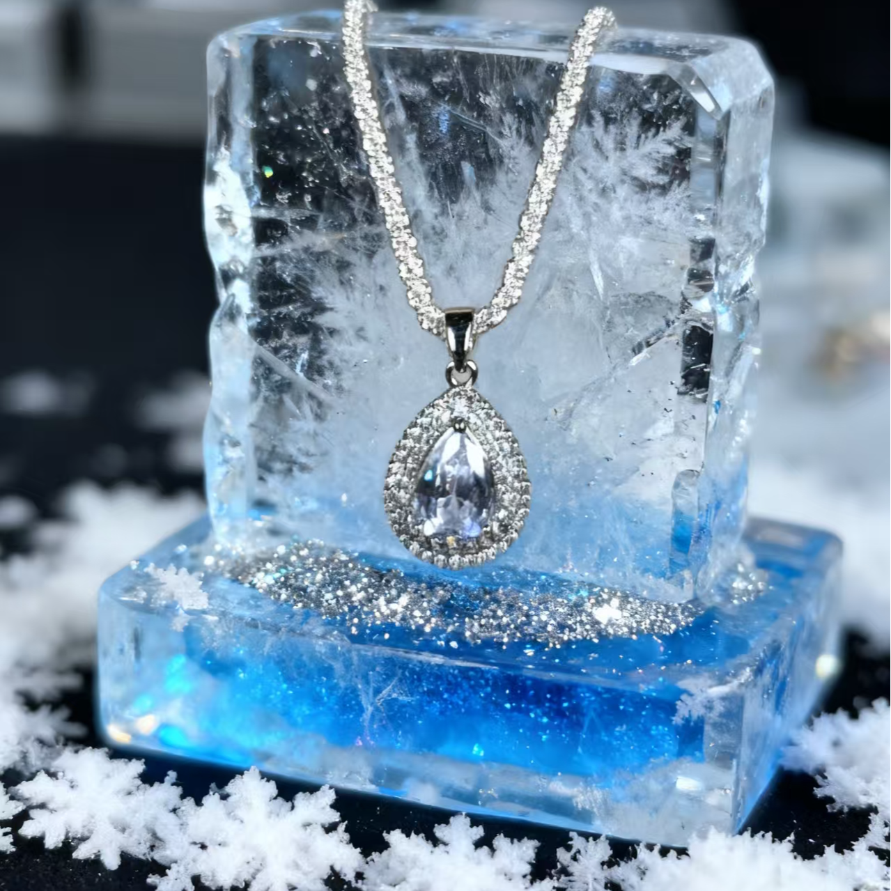 纯铜项链 9332轻职风水滴轻奢百搭项链气质时尚镶嵌