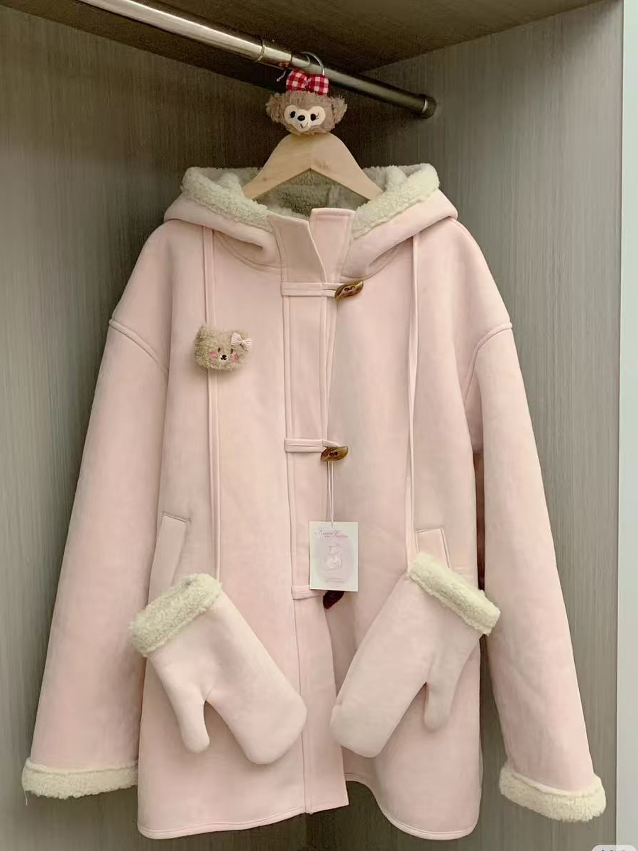 500-889秋冬季修身加厚棉服法式收腰气质保暖中长外套拼接外套