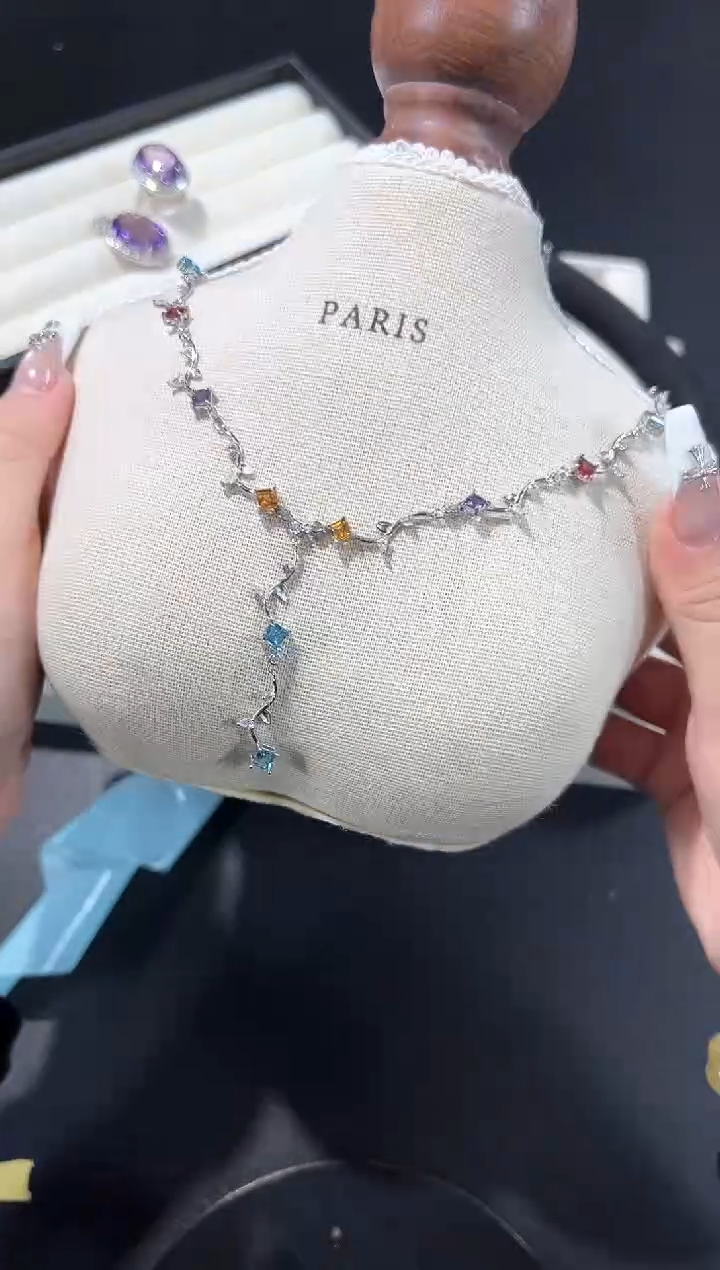 项链银S925镶嵌水晶高****饼26l多样性发其一【1条】