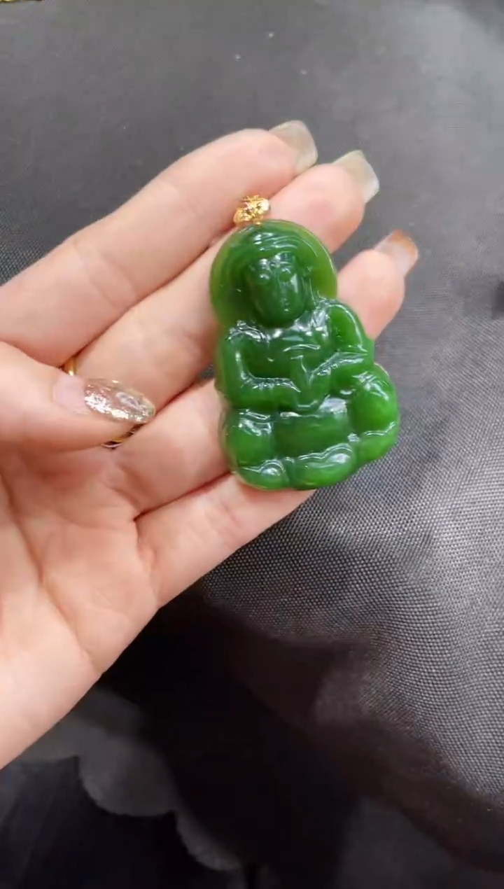 【闪购商品】和田玉吊坠18K金镶嵌多样性发一 