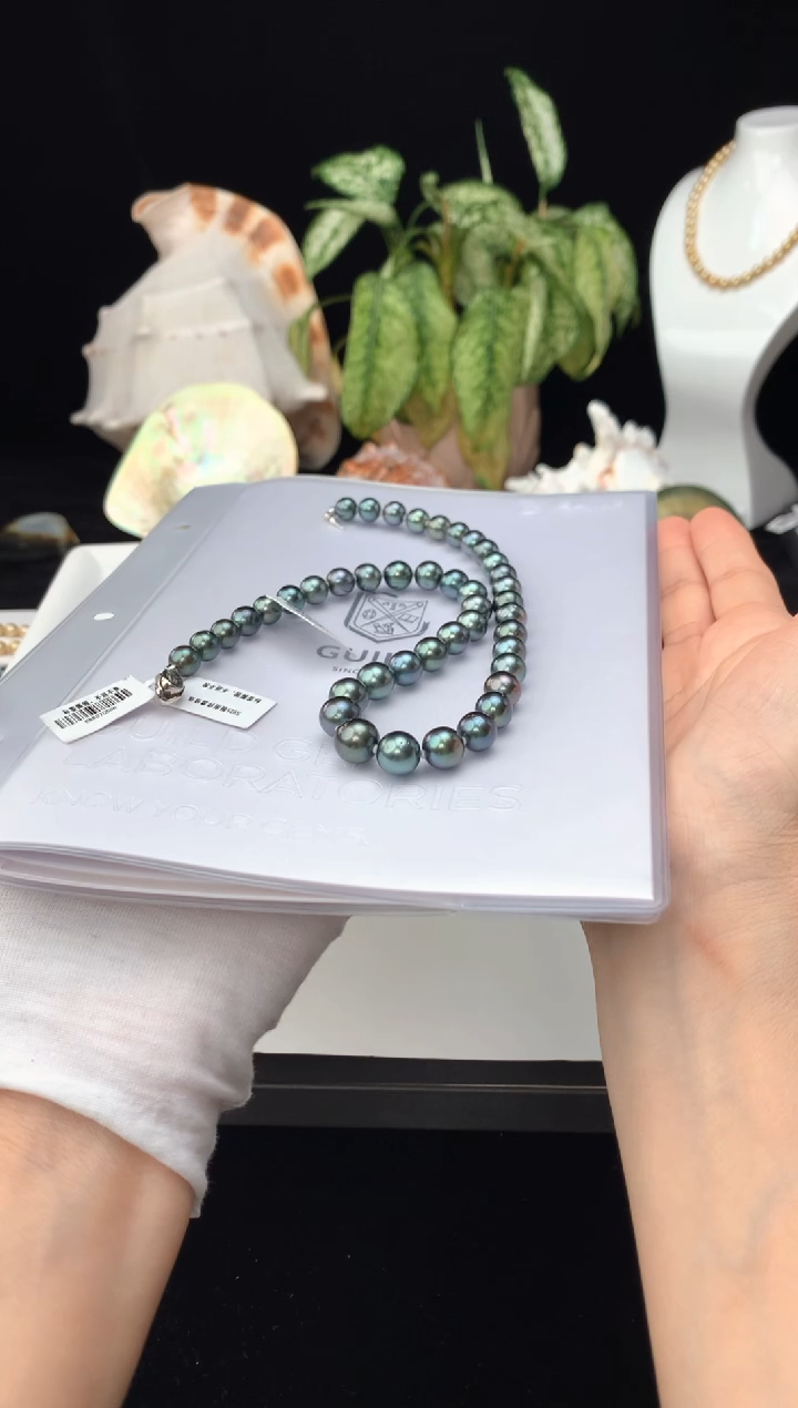 【闪购商品】海水珍珠颈饰银S925镶嵌海水大溪地珍珠项链8-11mm