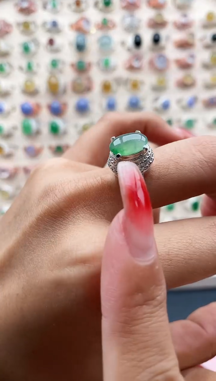 【闪购商品】翡翠戒指未镶嵌缅甸天然A货翡翠555  8+4