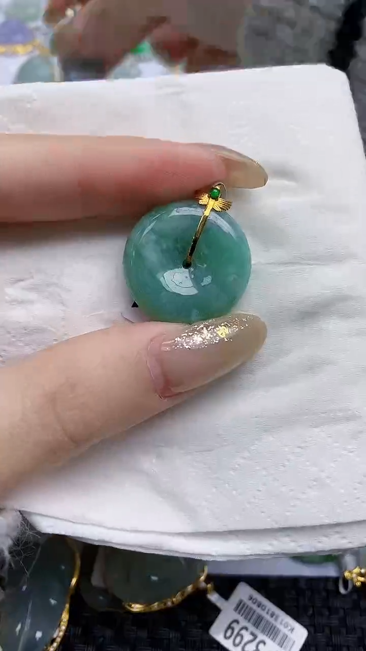 【闪购商品】翡翠颈饰18K金镶嵌天然A货翡翠 52