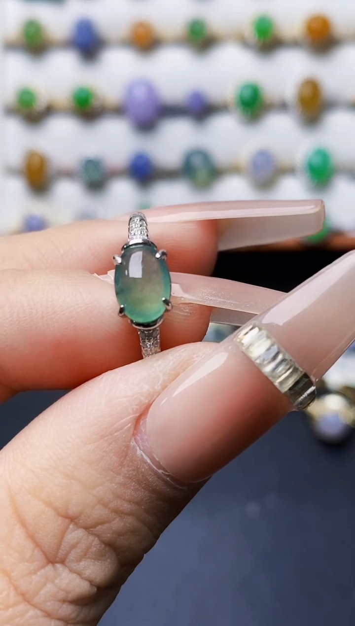 银S925镶嵌戒指翡翠0518