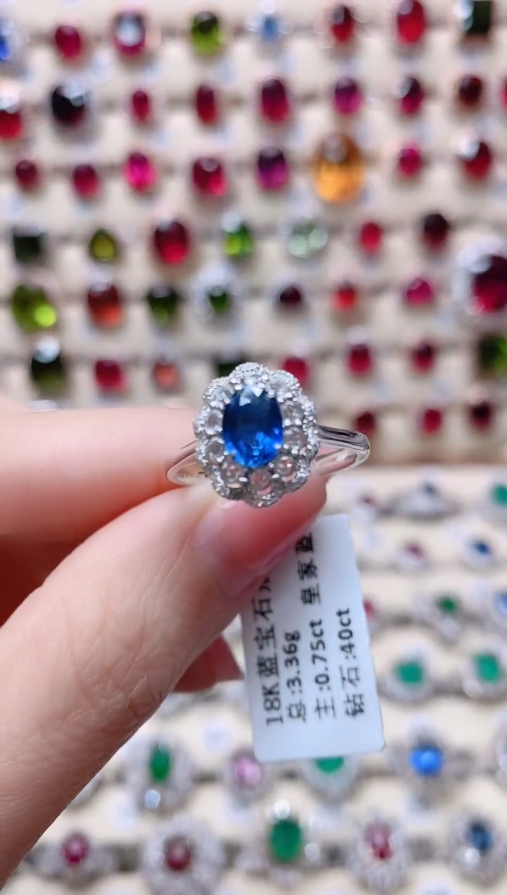 【闪购商品】蓝宝石18K金戒指18K金镶嵌1