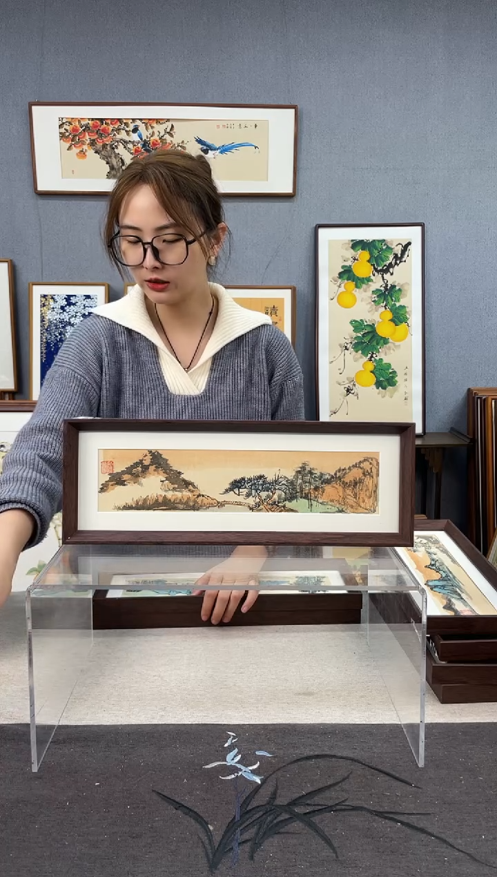 【闪购商品】国画手写书法带框-16*42-山水