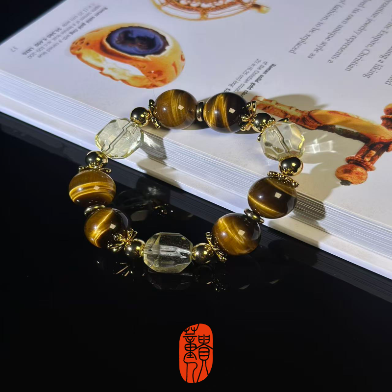 天然大闪电纹高品黄虎眼木变石手串 多样性发货（发其一）