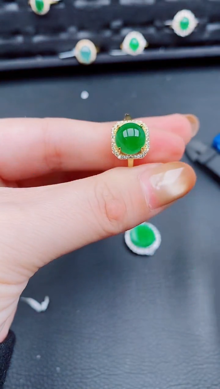 【闪购商品】翡翠戒指银S925镶嵌天然a货翡翠546