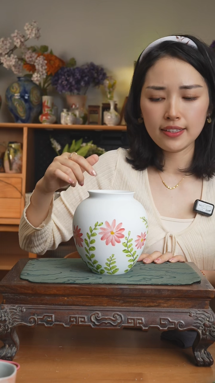 摆件不带花景德镇手工手绘陶瓷花瓶赏瓶