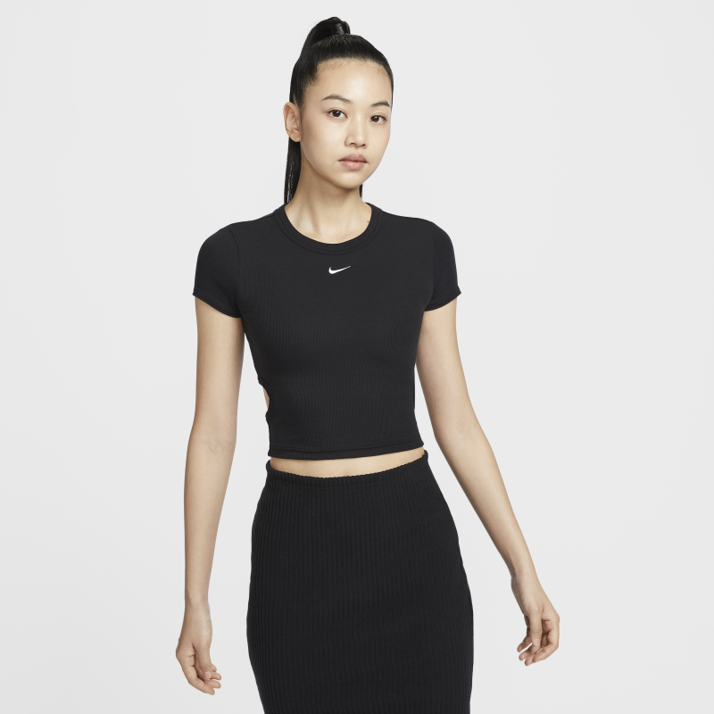 Nike Sportswear Chill Knit女子紧身短袖短款细罗纹上衣HJ0720
