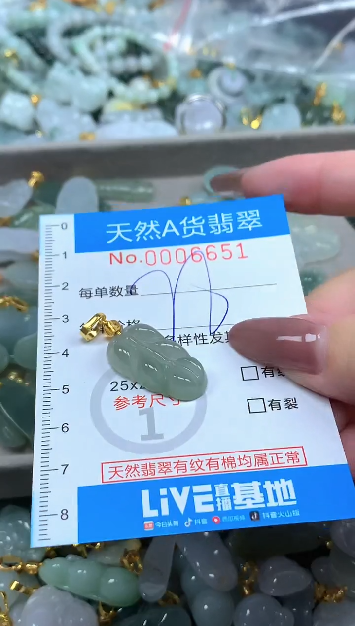 颈饰未镶嵌翡翠净货挂件-6651