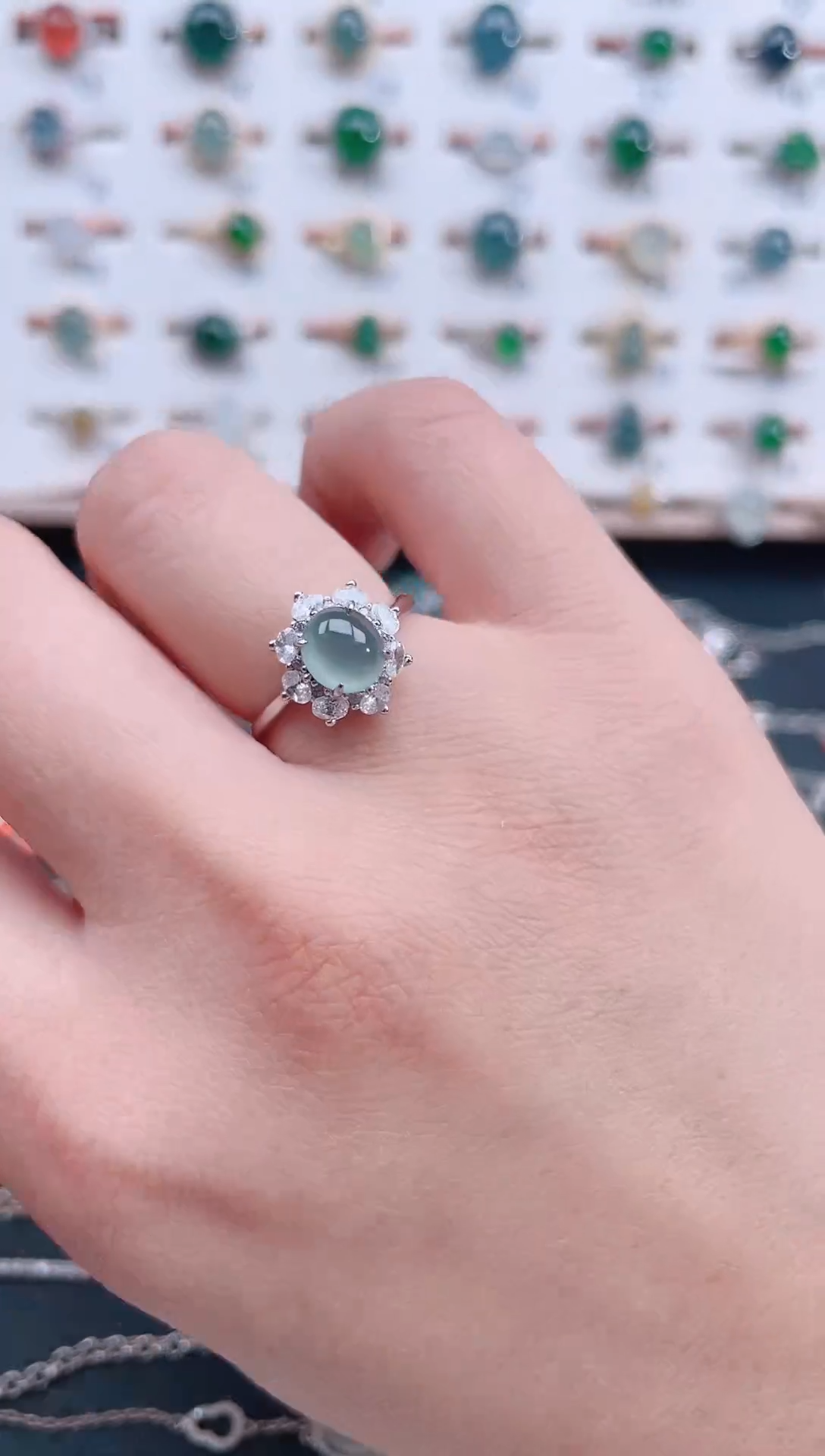 银S925镶嵌戒指翡翠天然翡翠