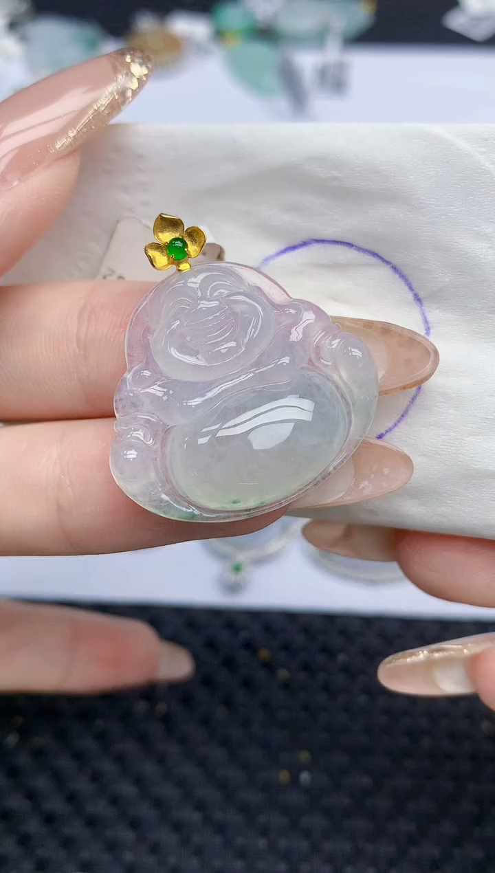 颈饰18K金镶嵌翡翠101   天然翡翠A货  百元以上9米证书费自理