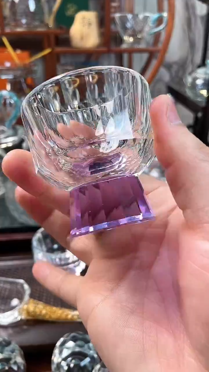 【闪购商品】玺宴新款水晶竖纹杯紫色