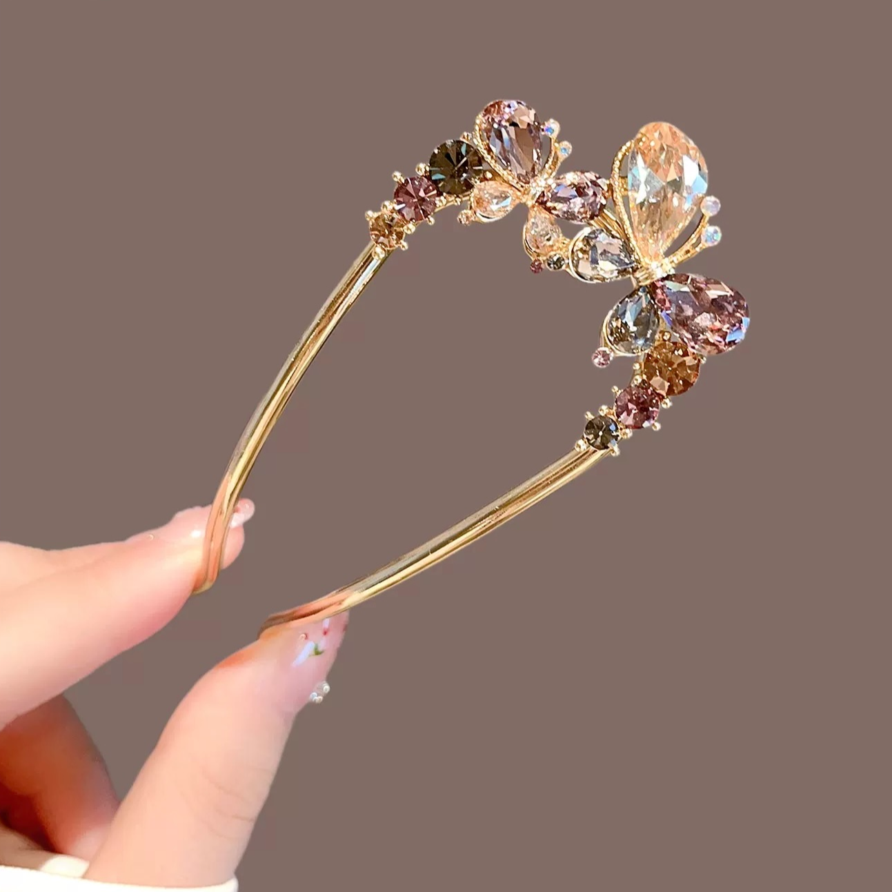 饰逅，新中式水晶美拉德U型气质发钗发簪（5005）