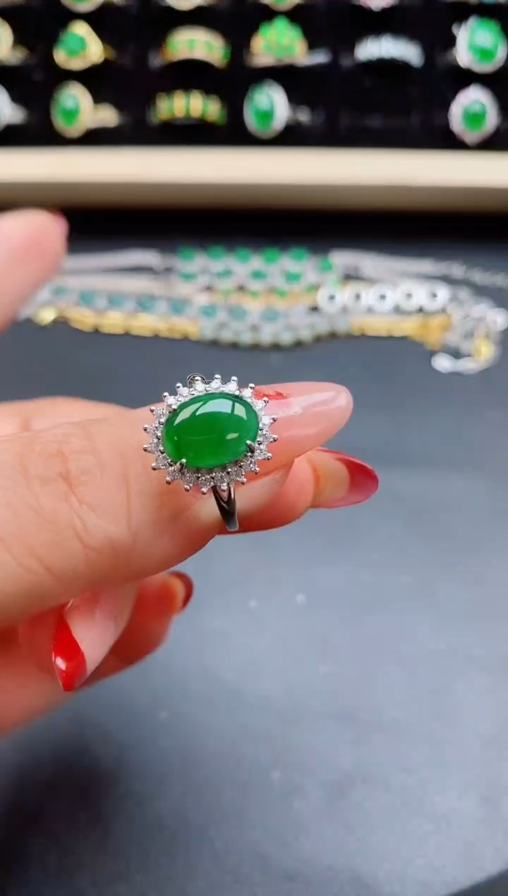 【闪购商品】翡翠戒指银S925镶嵌321321