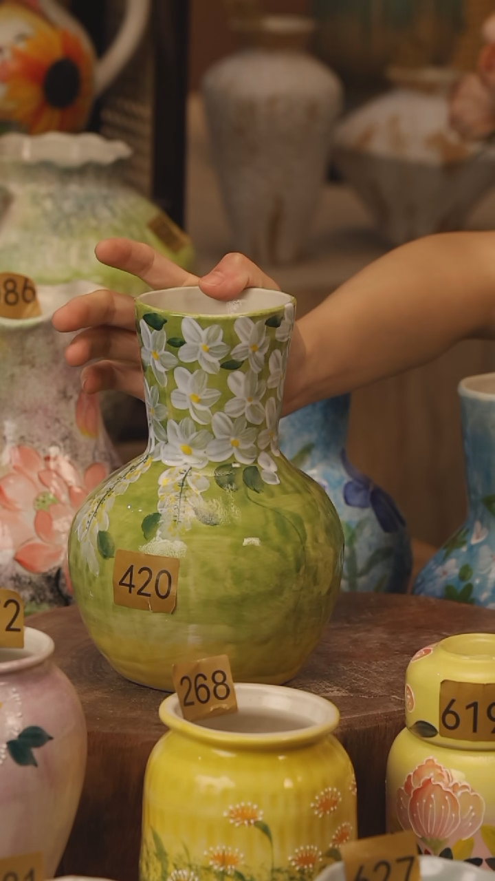 陶瓷420景德镇设计师手作花器摆件侘寂风