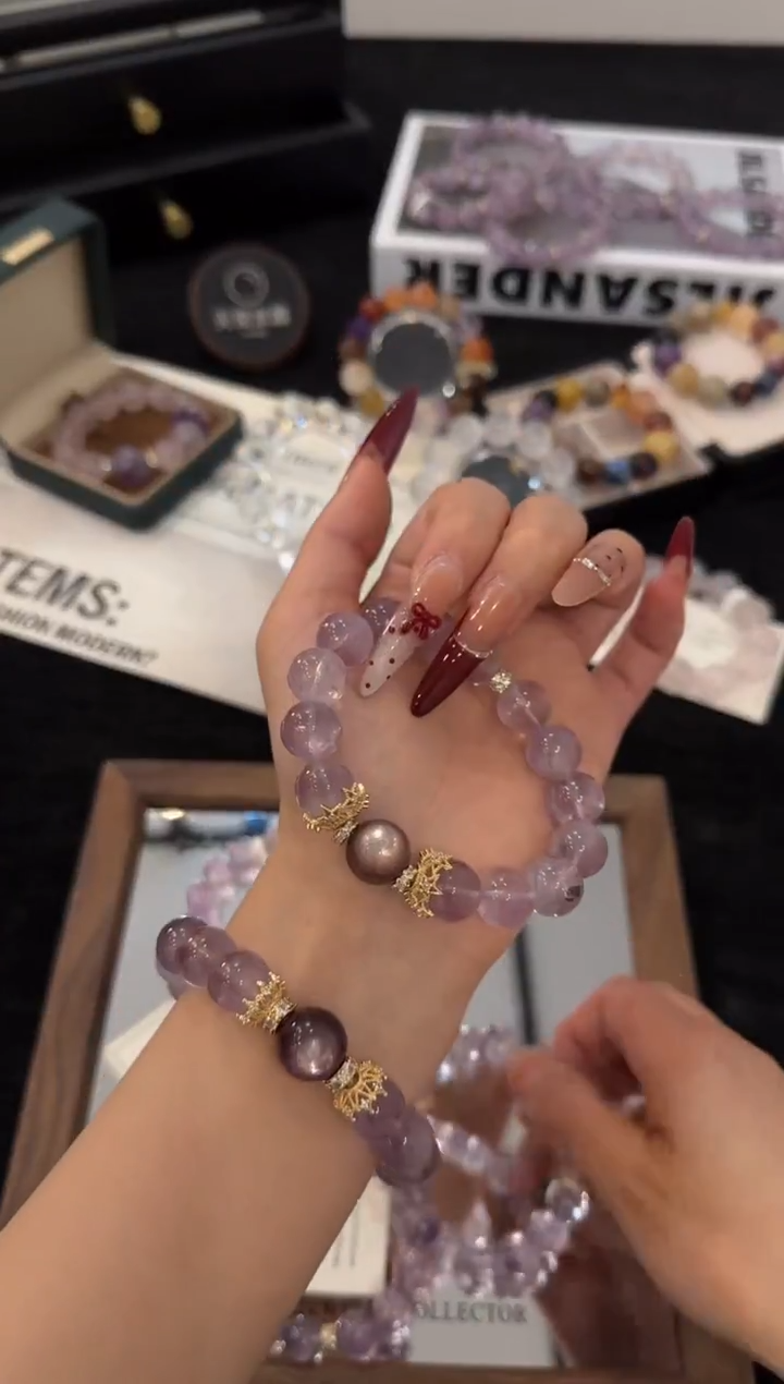 合金手链水晶紫兔毛x3600