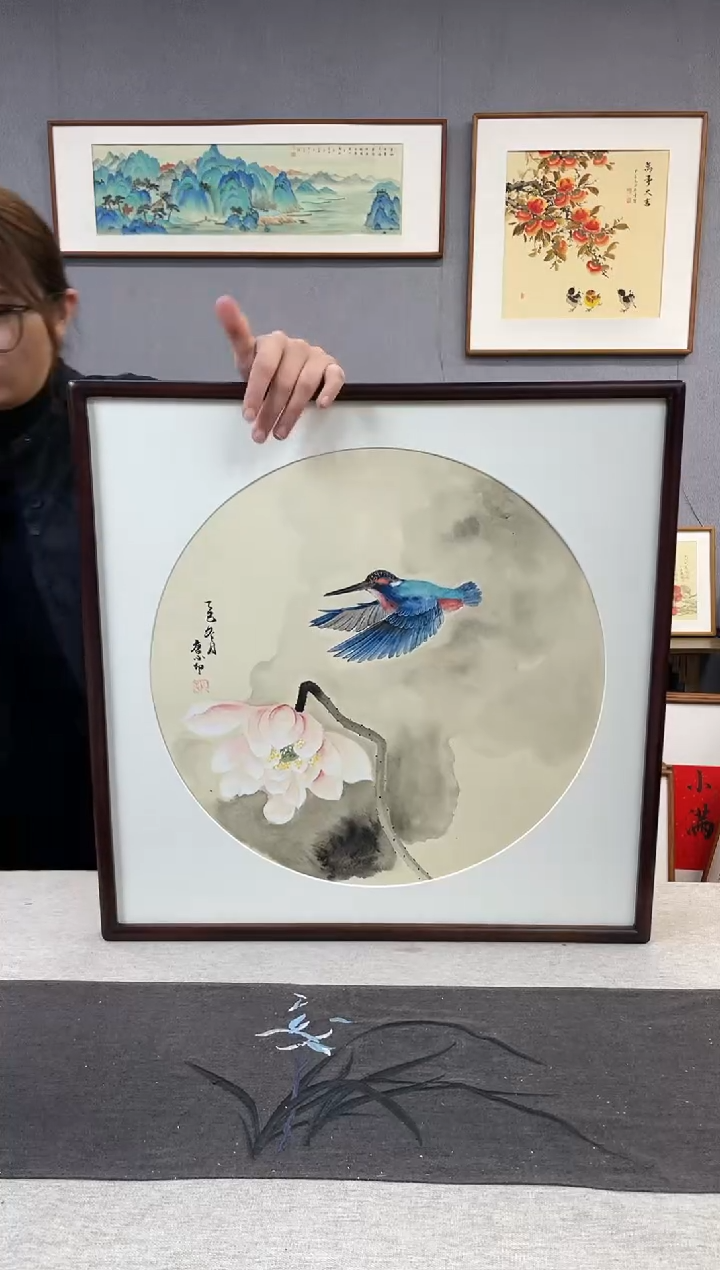 【闪购商品】国画手写手绘带框作品-52*52-