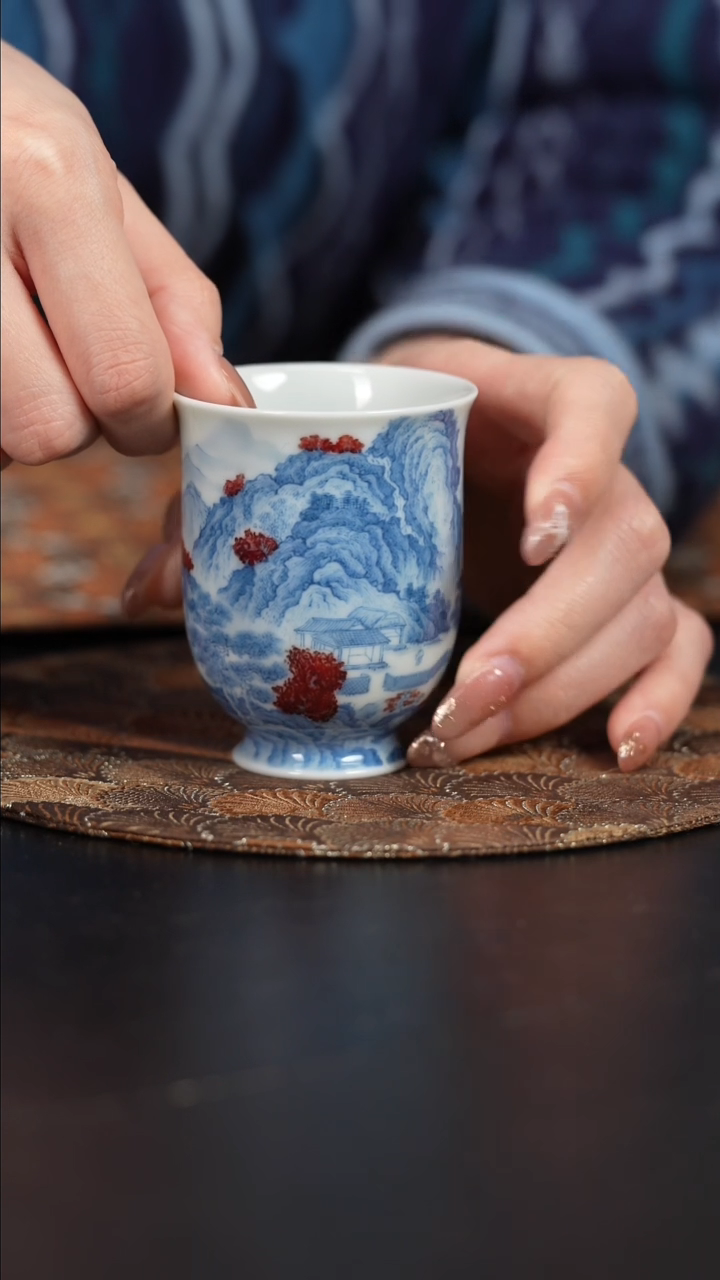 【闪购商品】杯屹朴堂釉里红山水