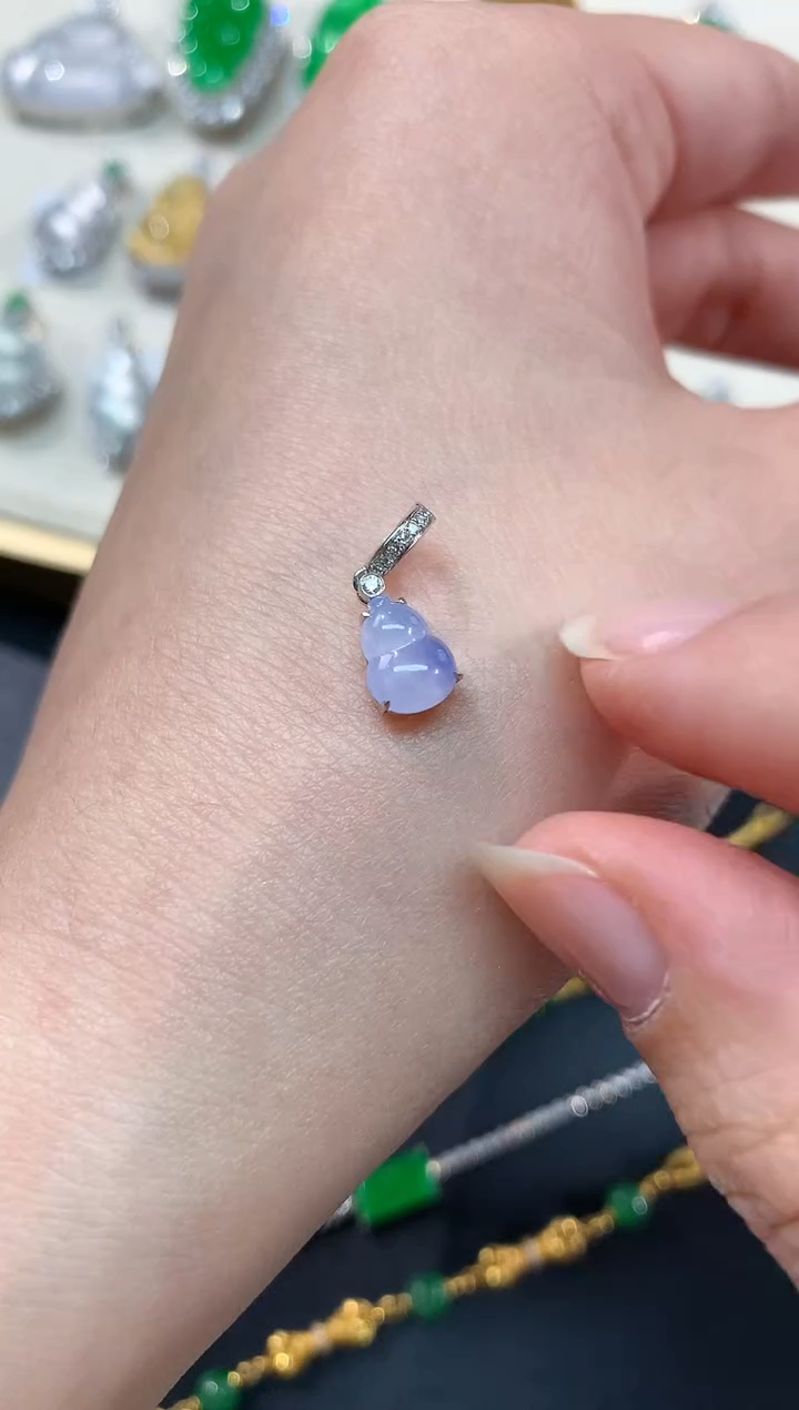 【闪购商品】翡翠吊坠(不含链)18K金镶嵌葫芦A69|2500