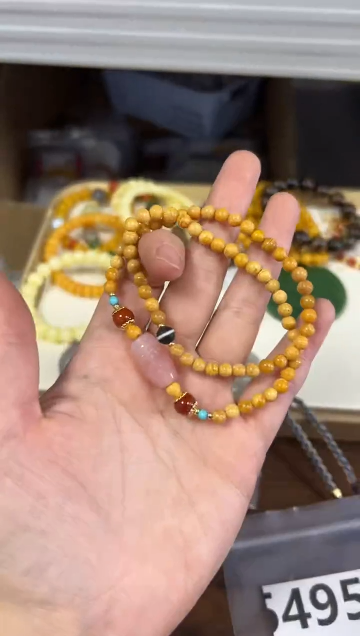 手链蜜蜡未镶嵌孤品瑕疵老蜜蜡设计款双圈[495]