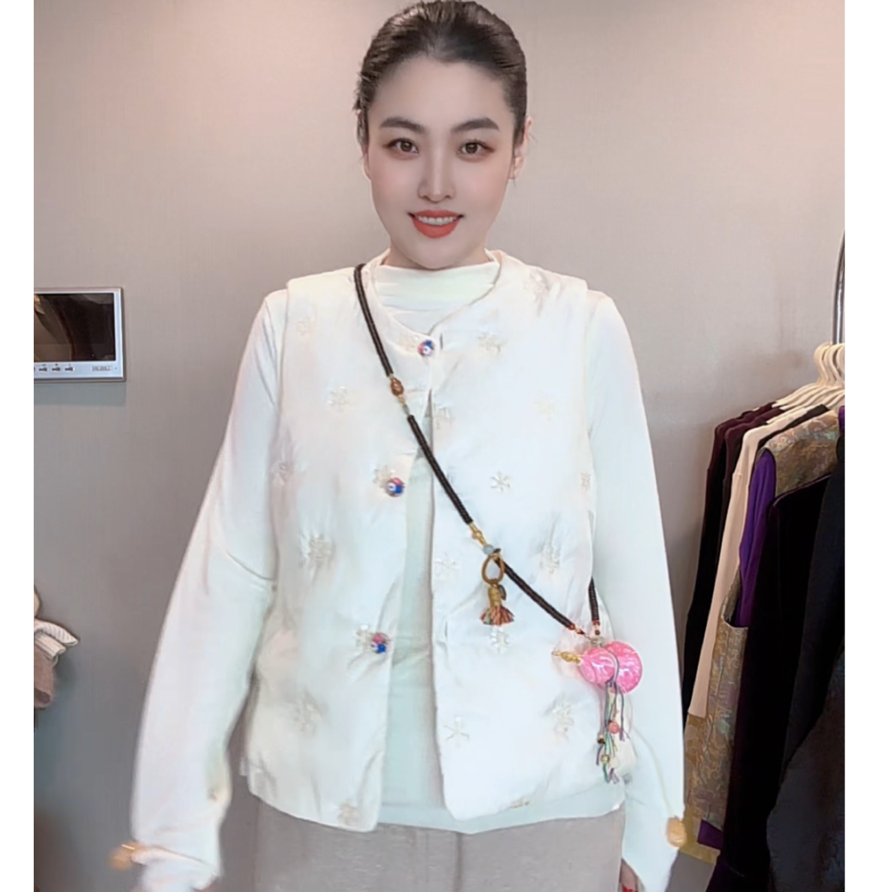 3990-女｛初•雪｝新中式原创设计减龄时尚夹棉厚马甲