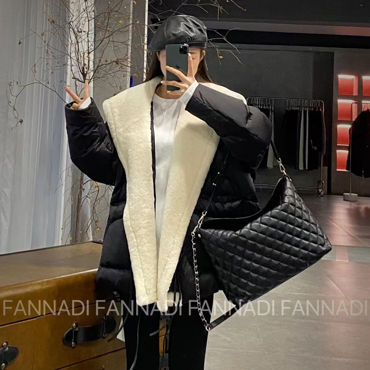 FANNADI【外套】轻奢皮毛一体设计感90白鹅绒秋冬鹅绒服 DD 57187