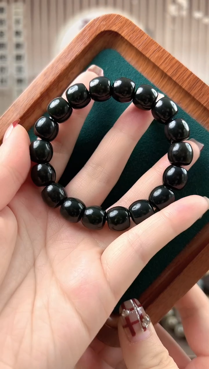 【闪购商品】和田玉手串未镶嵌新疆和田玉塔青苹果珠手串12