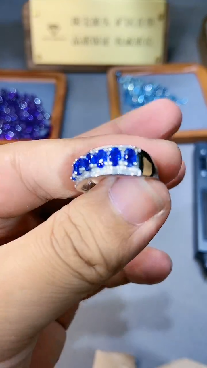 【闪购商品】蓝宝石戒指银S925镶嵌154