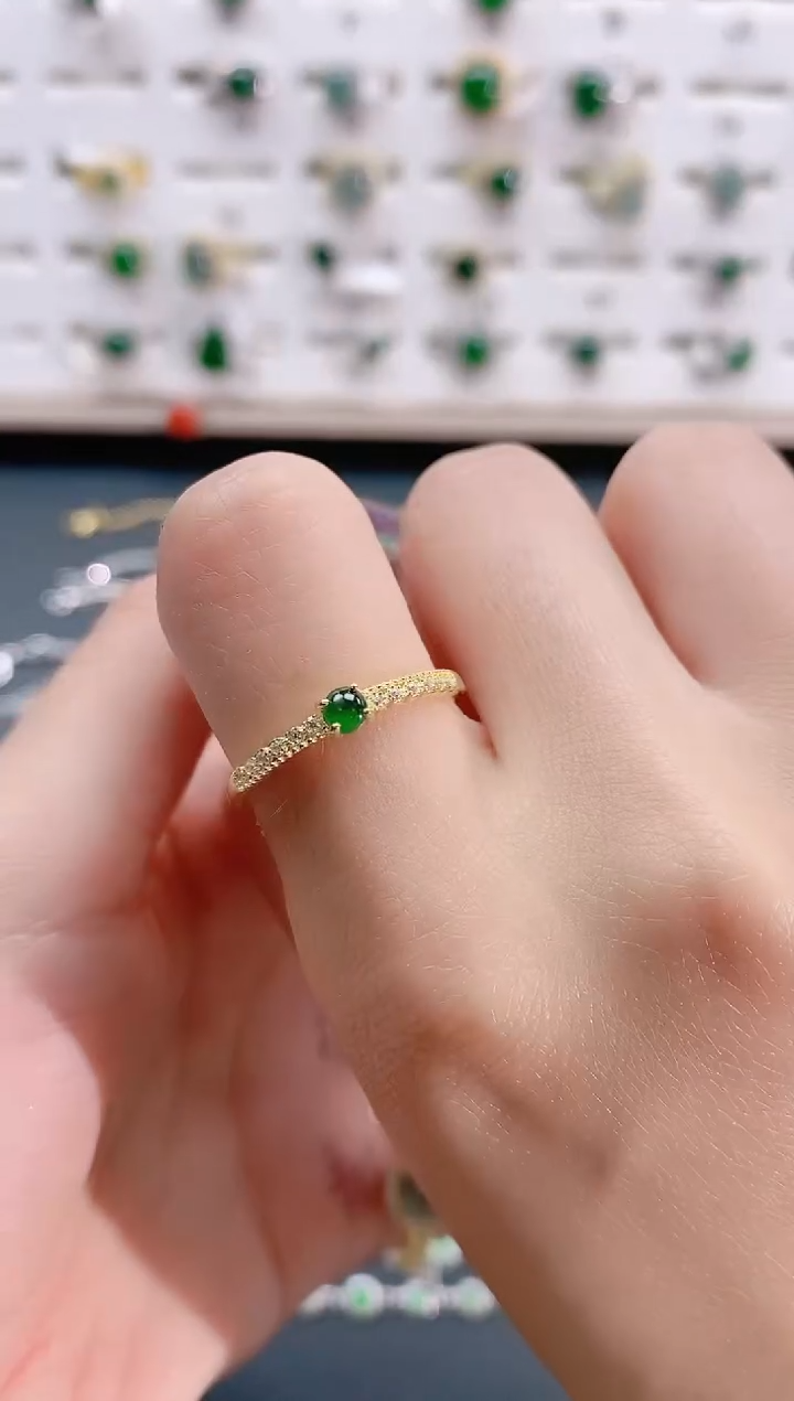 【闪购商品】翡翠戒指银S925镶嵌天然翡翠