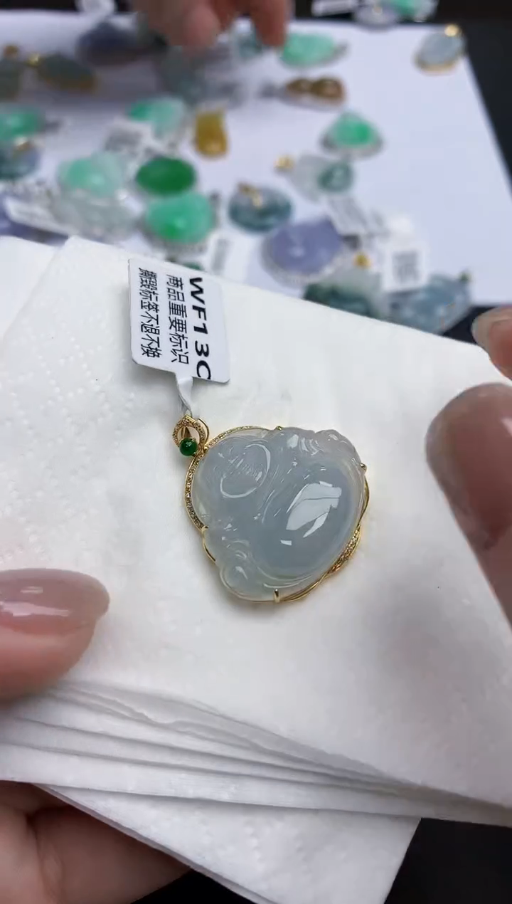 【闪购商品】翡翠颈饰18K金镶嵌天然缅甸翡翠A货